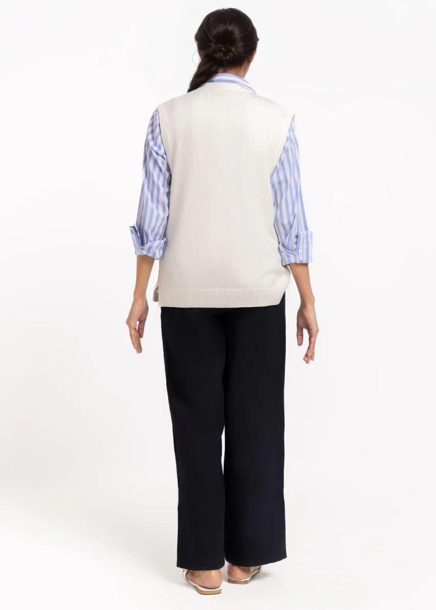 White-V-Cardigan Sando Sweater (25Y-210-67) - Image 2