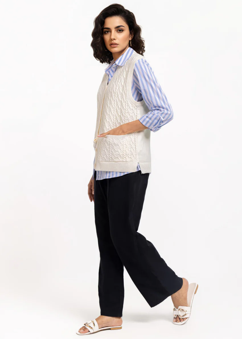 White-V-Cardigan Sando Sweater (25Y-210-67) - Image 3