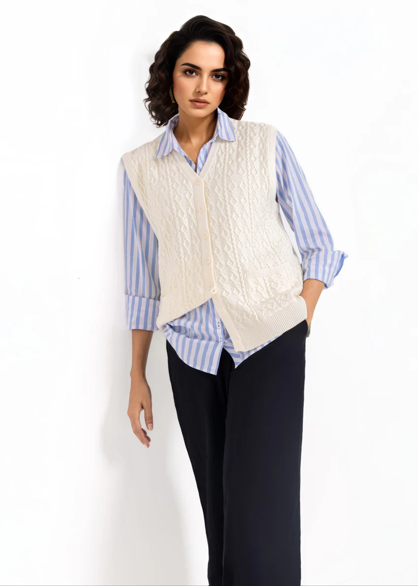 White-V-Cardigan Sando Sweater (25Y-210-67) - Image 4