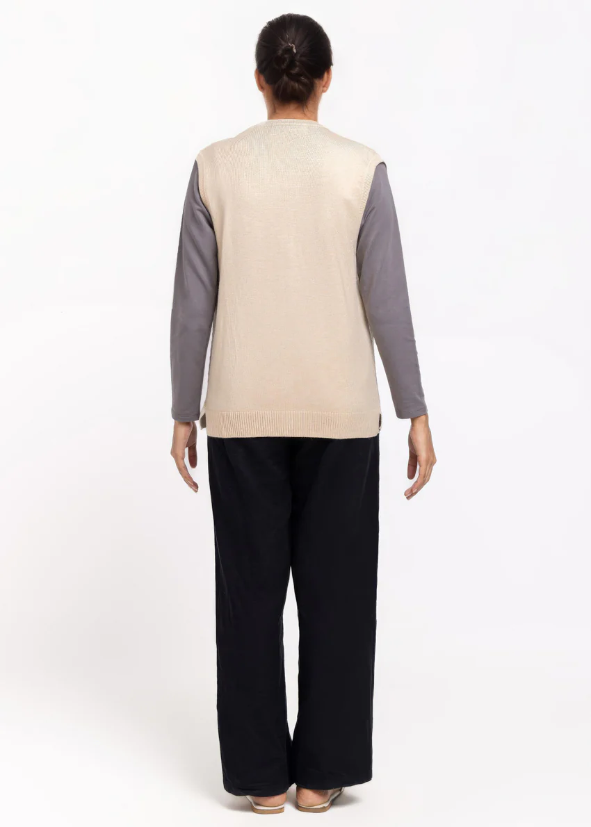 Beige-V-Cardigan Sando Sweater (25Y-212-67) - Image 2