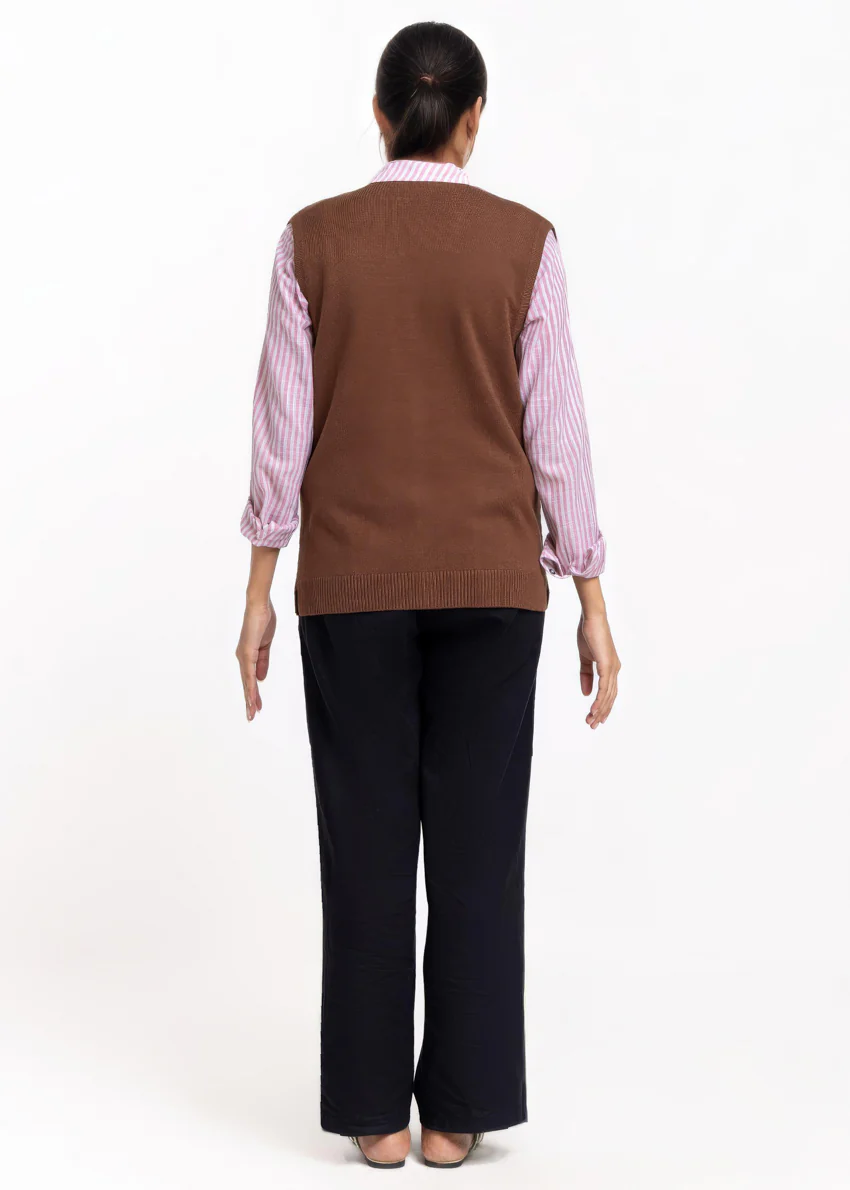 Brown-V-Cardigan Sando Sweater (25Y-212-67) - Image 2