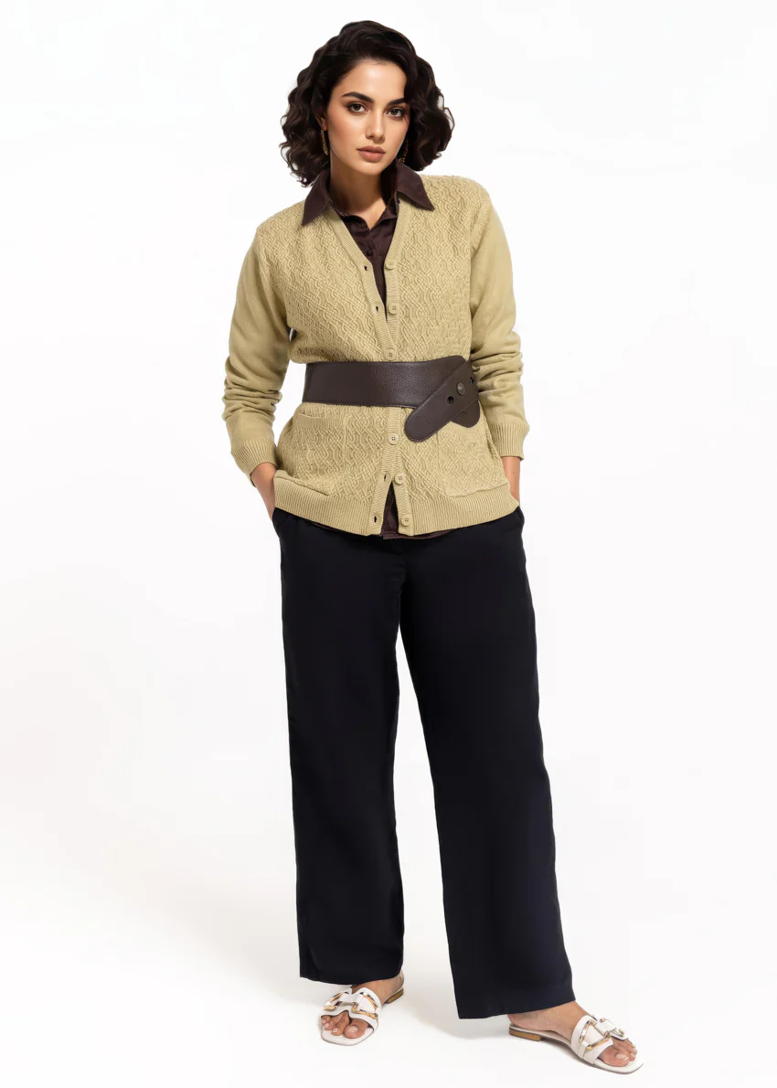 Olive-V-Cardigan Full Sleeves Sweater (25Y-213-67) - Image 4