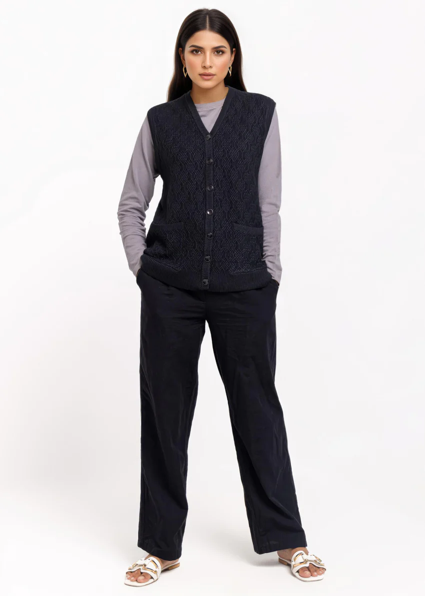 Black-V-Cardigan Sando Sweater (25Y-214-67) - Image 4