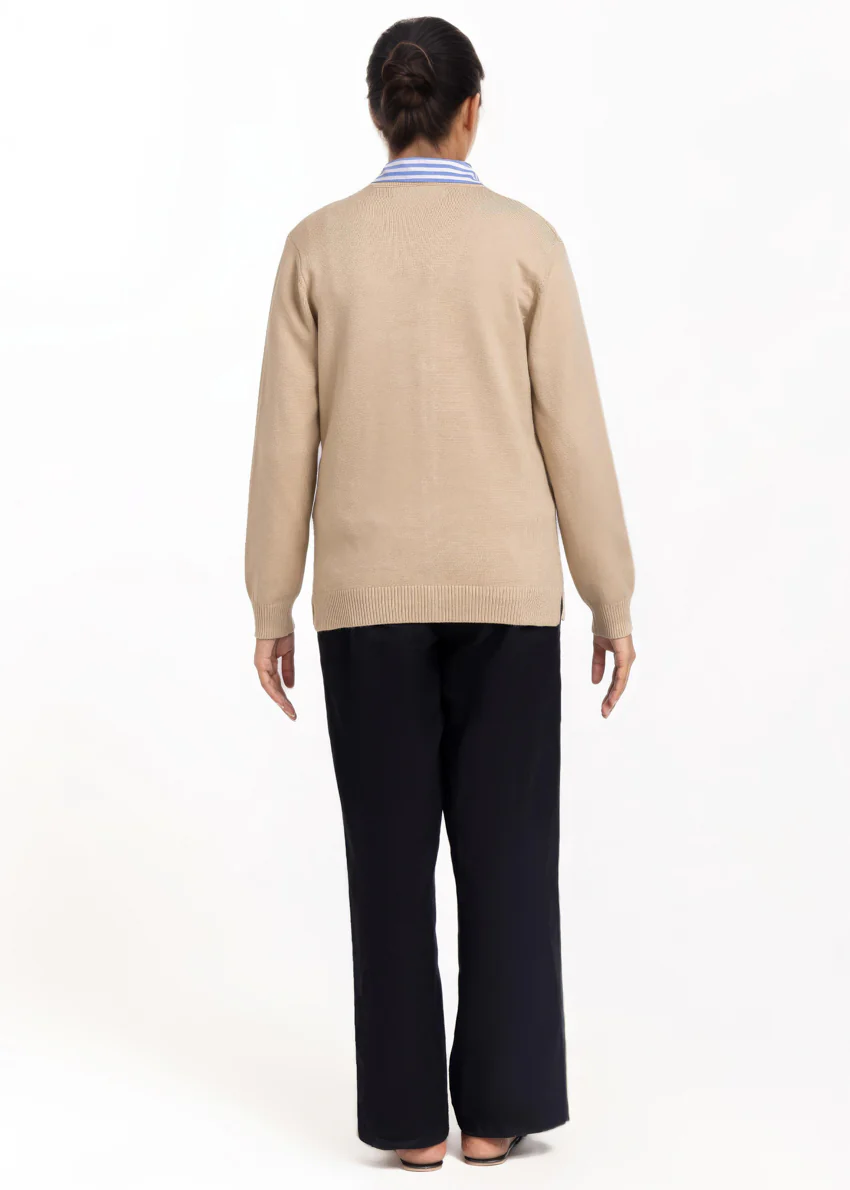 Beige-V-Cardigan Full Sleeves Sweater (25Y-215-67) - Image 2