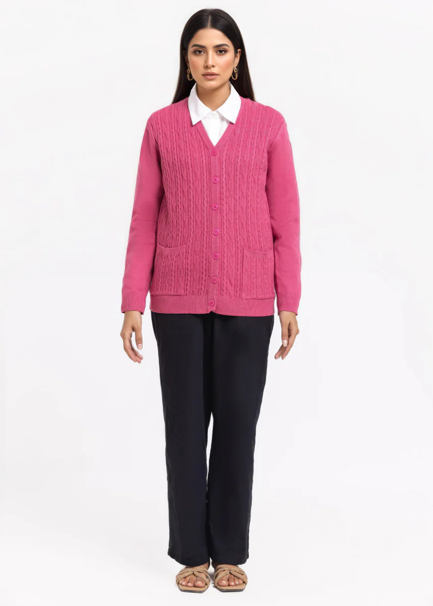 Pink-V-Cardigan Full Sleeves Sweater (25Y-215-67) - Image 4