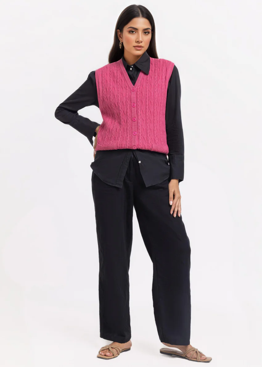 Pink-V-Cardigan Sando Sweater (25Y-216-67) - Image 3