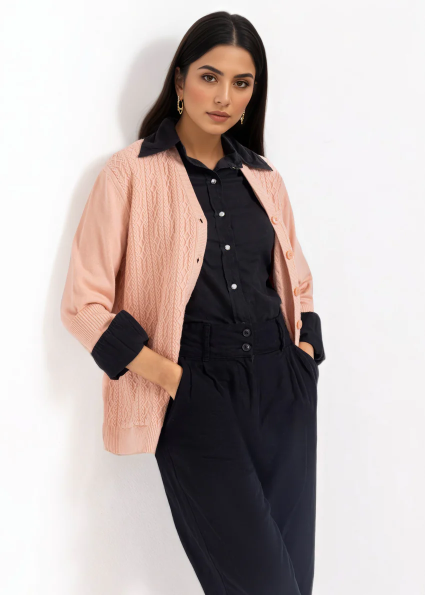 B-Pink-V-Cardigan Full Sleeves Sweater (25Y-217-67) - Image 4