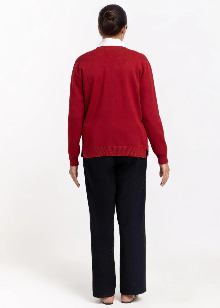 Maroon-V-Cardigan Full Sleeves Sweater (25Y-217-67) - Image 2