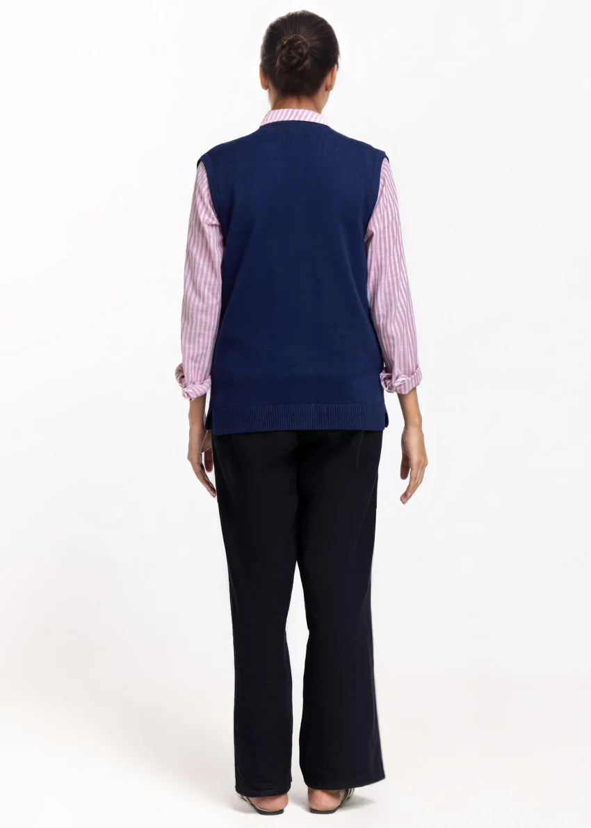 Navy-V-Cardigan Sando Sweater (25Y-218-67) - Image 2