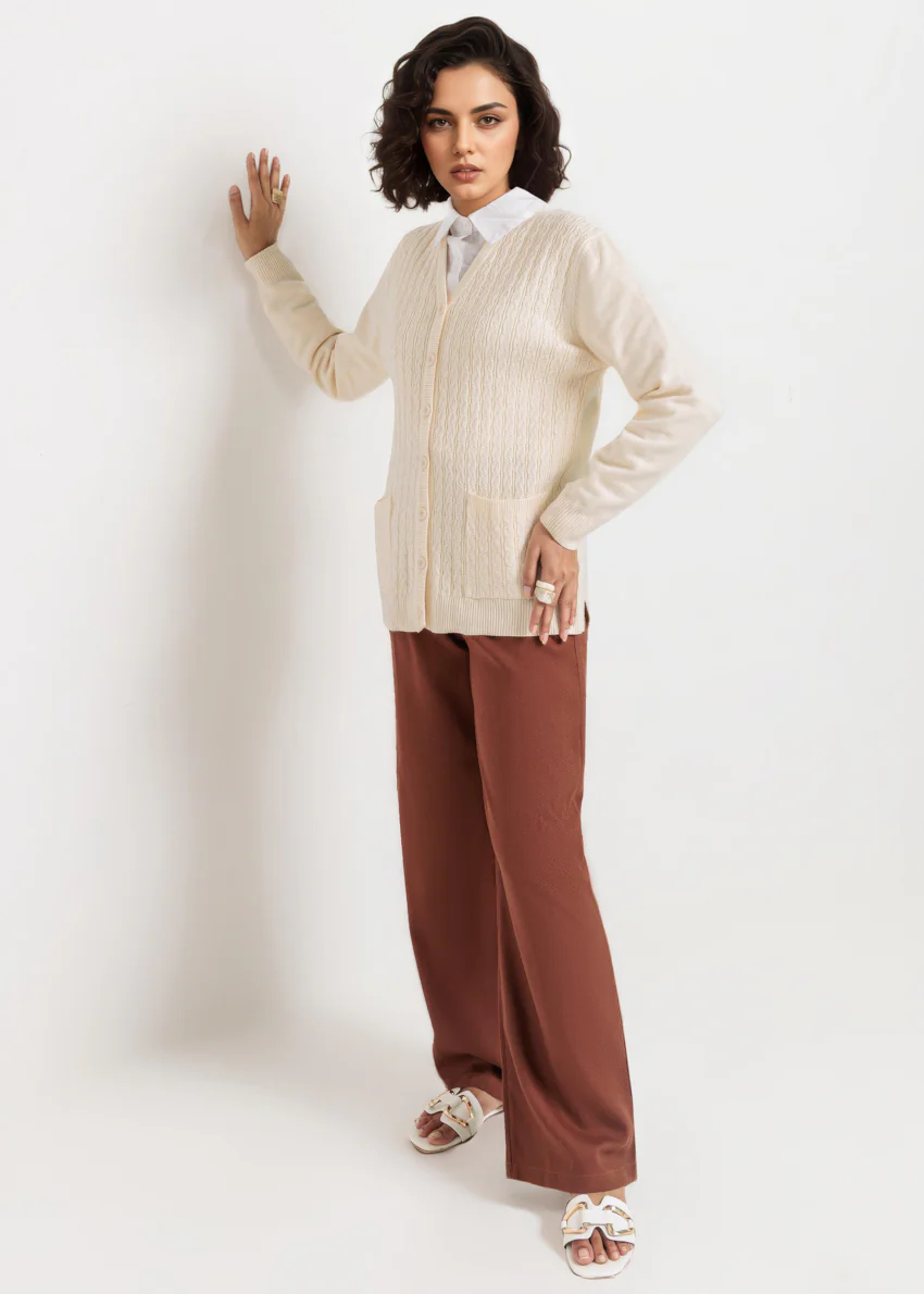 O-White-V-Cardigan Full Sleeves Sweater (25Y-219-67) - Image 3