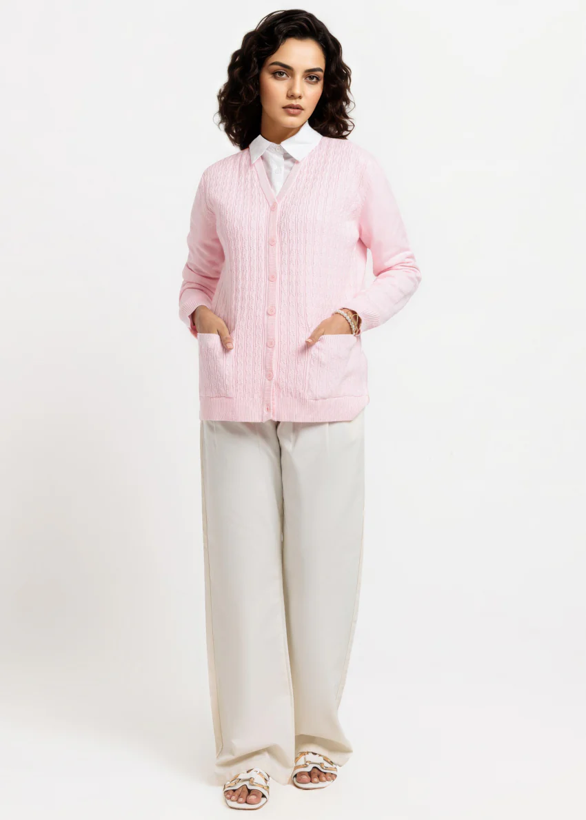 Pink-V-Cardigan Full Sleeves Sweater (25Y-219-67) - Image 4