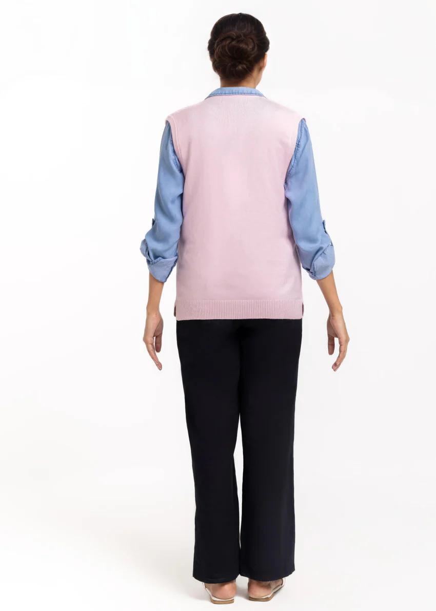 Pink-V-Cardigan Sando Sweater (25Y-220-67) - Image 2