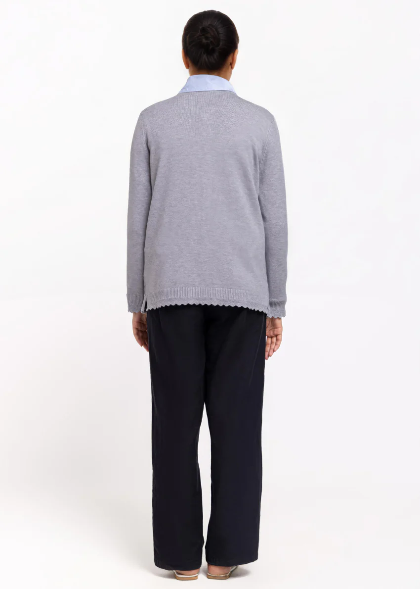 Grey-R-Neck Cardigan Full Sleeves Sweater (25Y-221-67) - Image 2