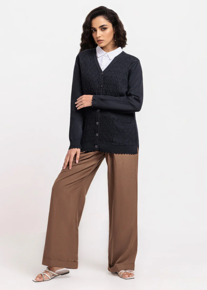 Black-V-Cardigan Full Sleeves Sweater (25Y-223-67) - Image 5