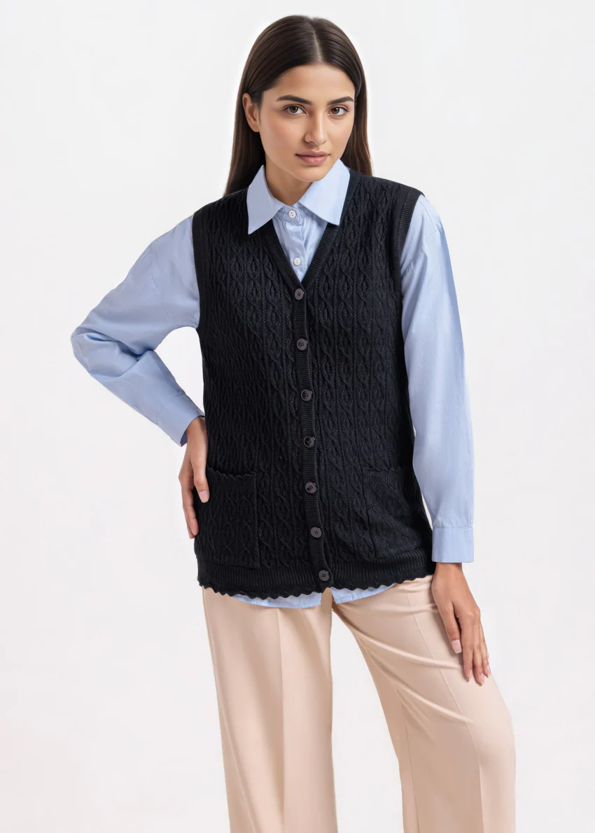 Black-V-Cardigan Sando Sweater (25Y-224-67) - Image 6