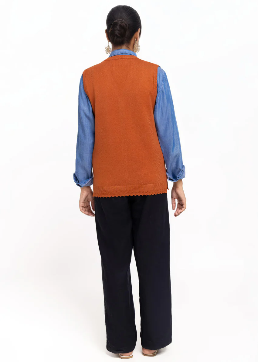 Rust-V-Cardigan Sando Sweater (25Y-224-67) - Image 2