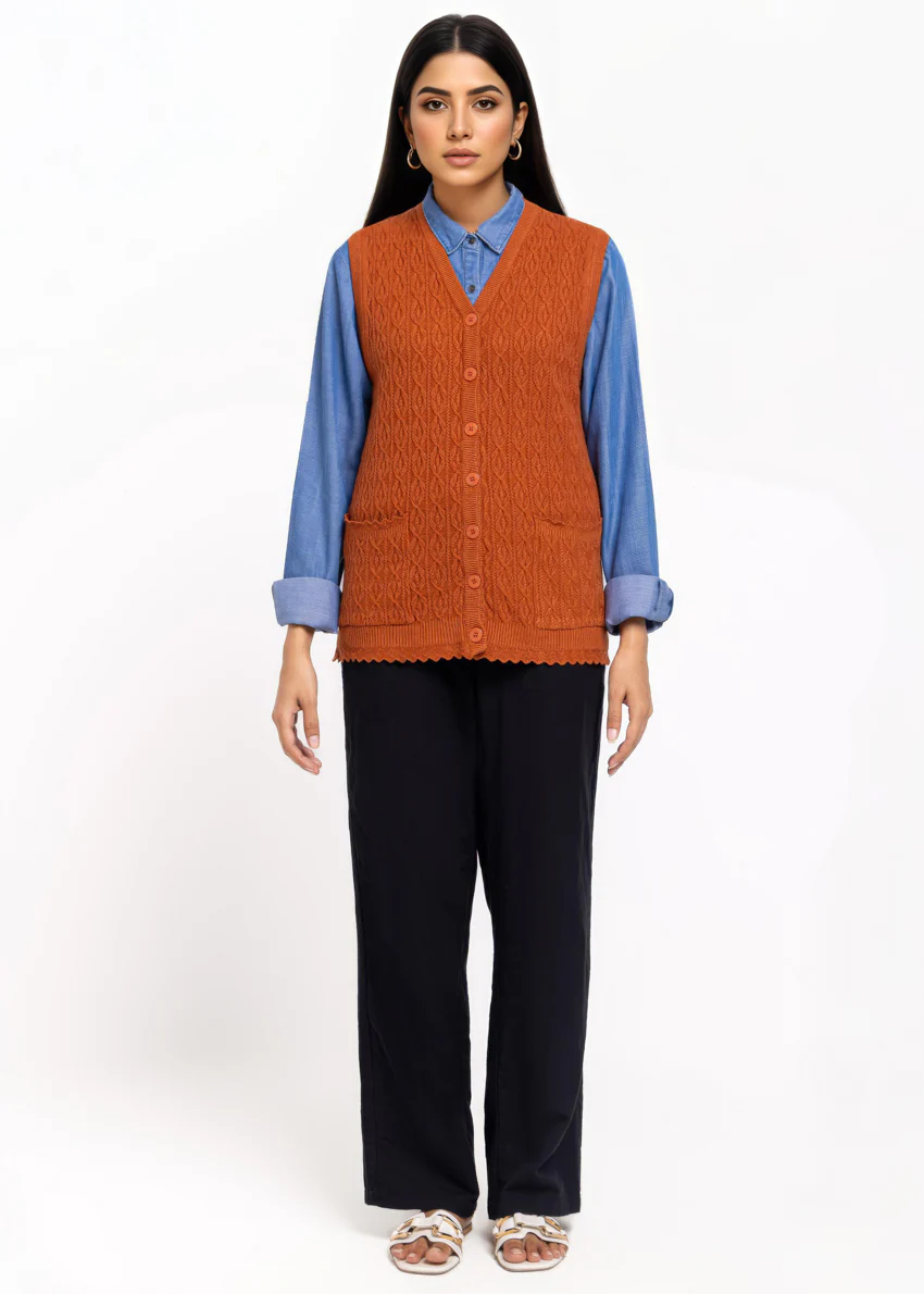 Rust-V-Cardigan Sando Sweater (25Y-224-67) - Image 4