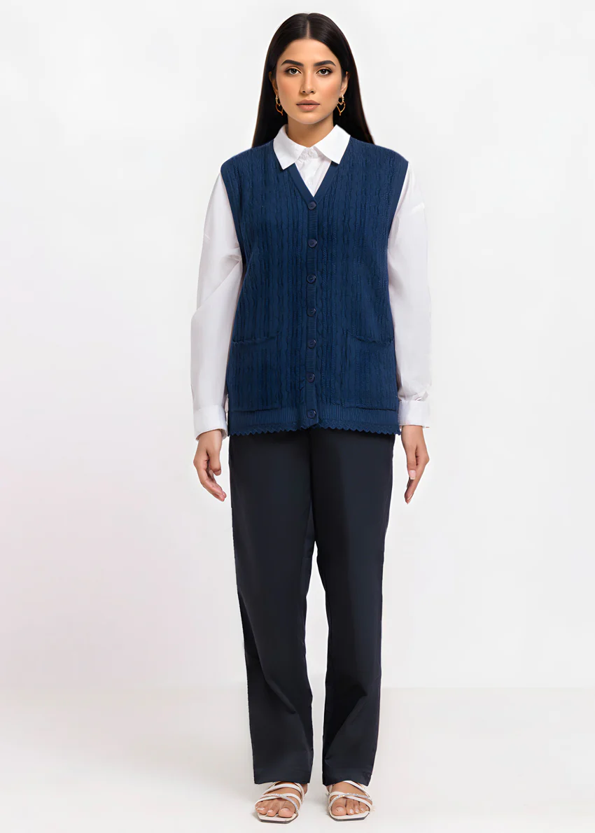 Navy-V-Cardigan Sando Sweater (25Y-226-67) - Image 4