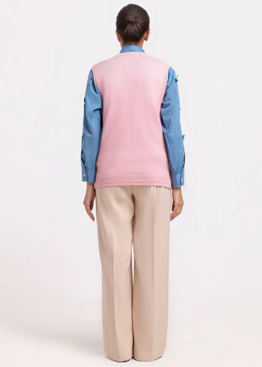 Pink-V-Cardigan Sando Sweater (25Y-226-67) - Image 2