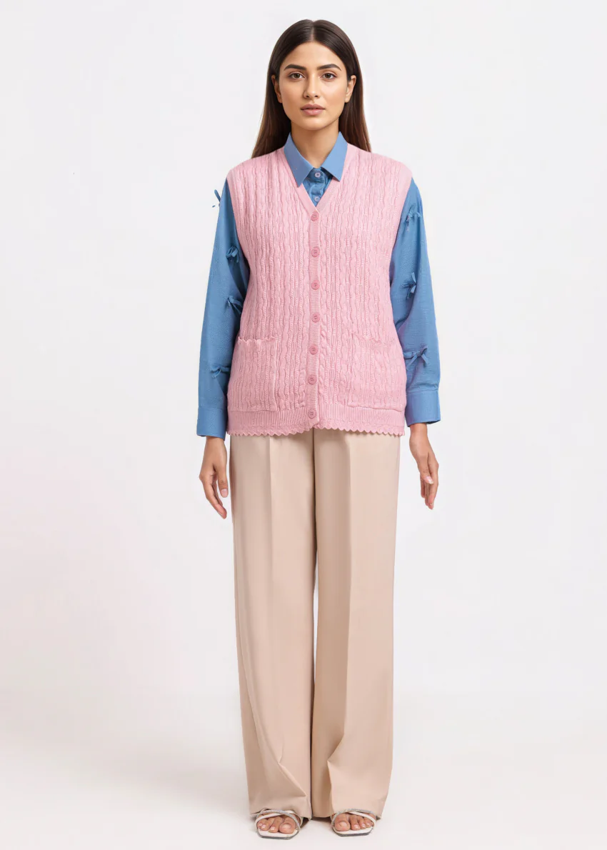 Pink-V-Cardigan Sando Sweater (25Y-226-67) - Image 4