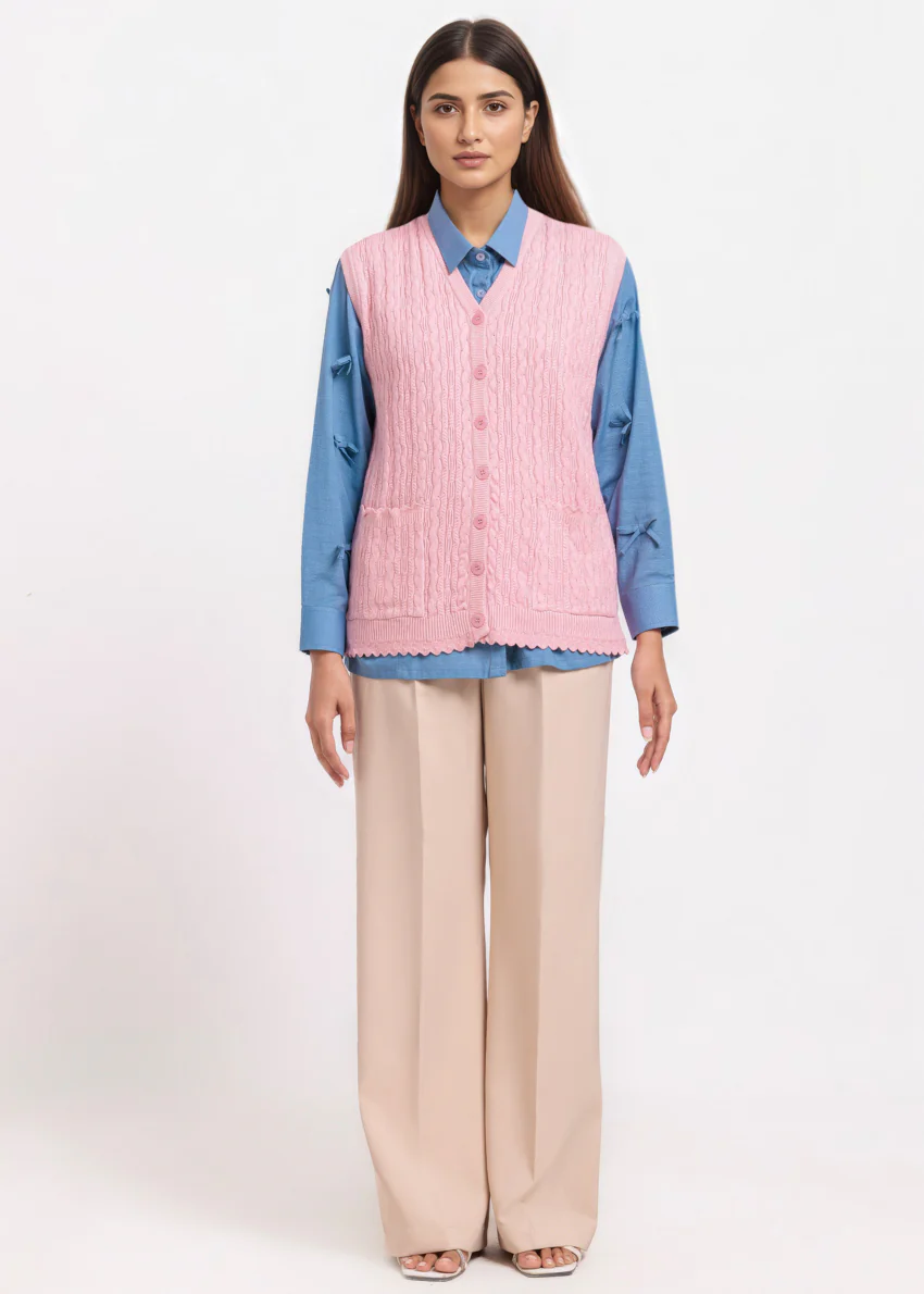 Pink-V-Cardigan Sando Sweater (25Y-226-67) - Image 5