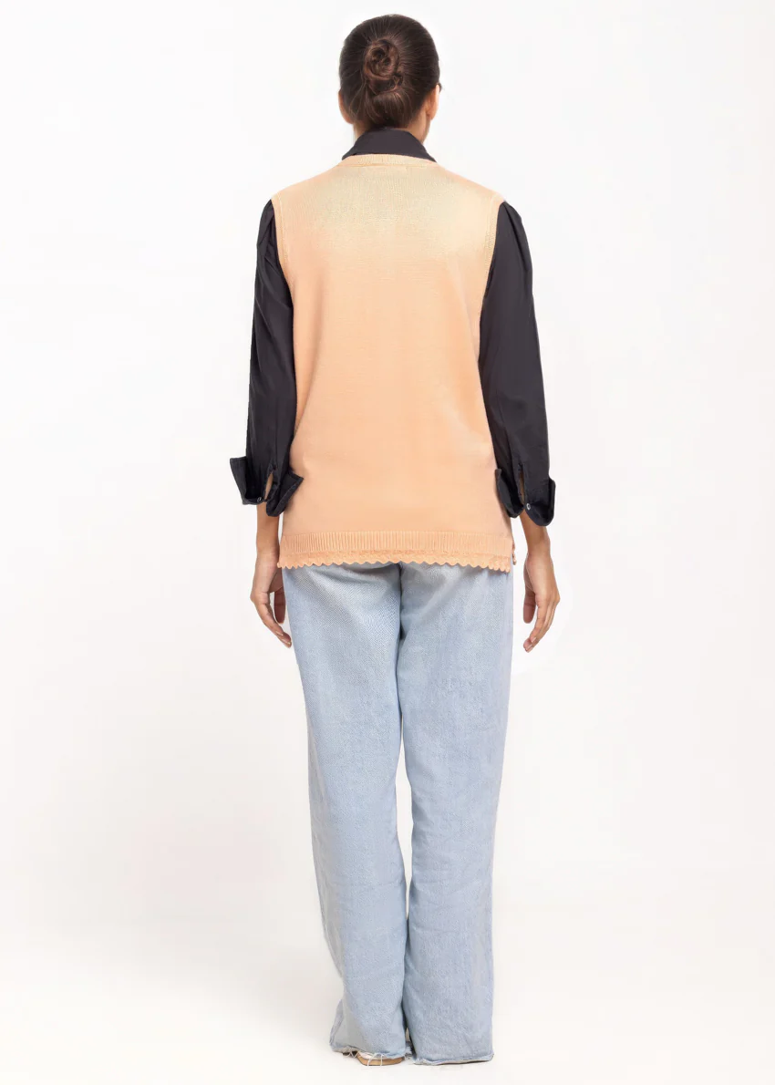L-Peach-R-Neck Cardigan Sando Sweater (25Y-228-67) - Image 2