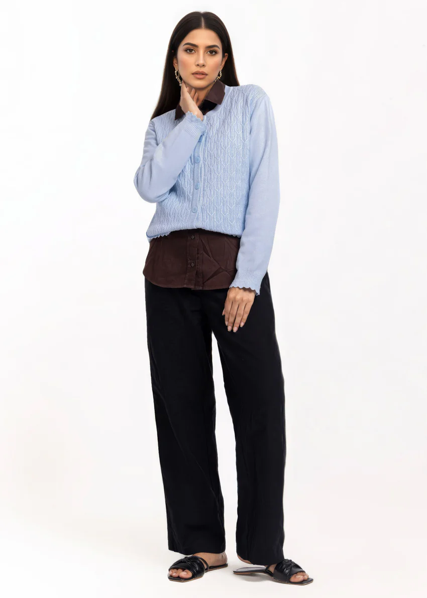 Sky-Blue-R-Neck Cardigan Full Sleeves Sweater (25Y-229-67)