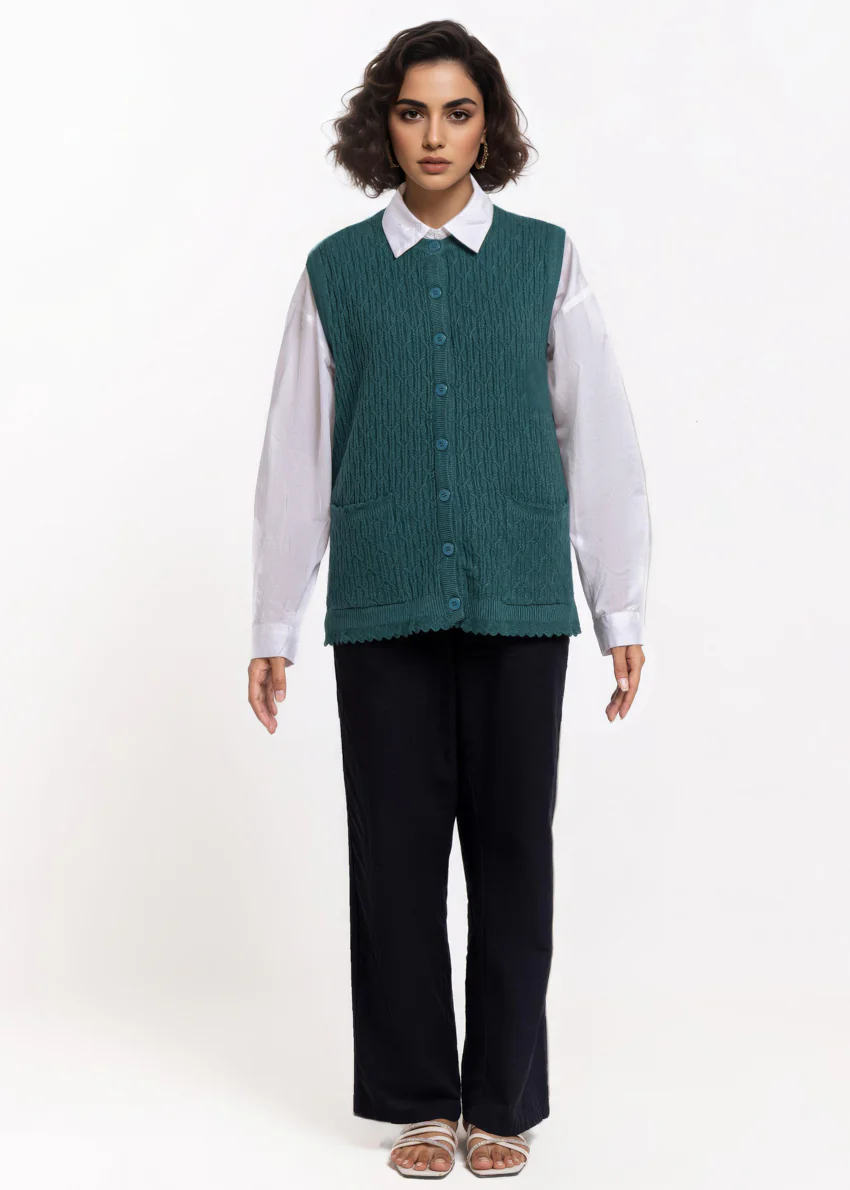 E-Green-R-Neck Cardigan Sando Sweater (25Y-230-67) - Image 4