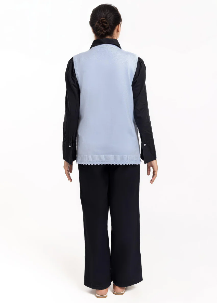 Sky-Blue-R-Neck Cardigan Sando Sweater (25Y-230-67) - Image 2