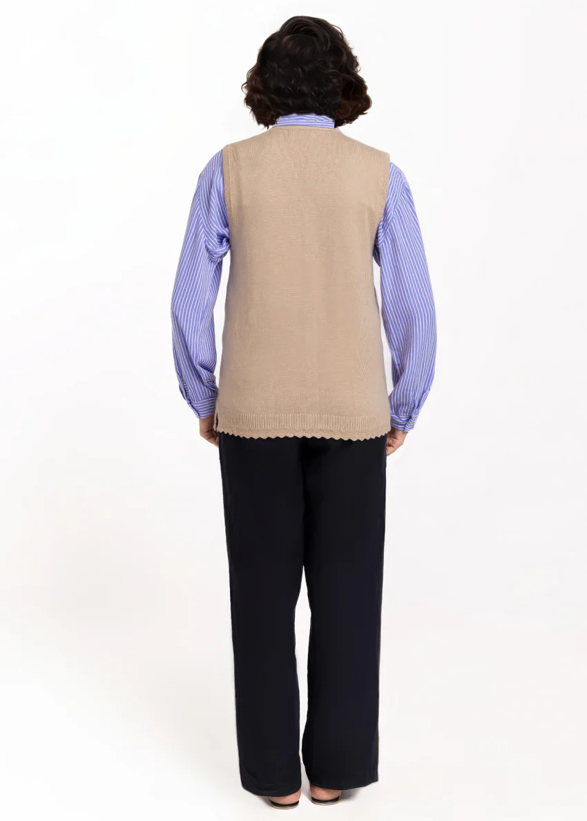 Beige-V-Cardigan Sando Sweater (25Y-232-67) - Image 2