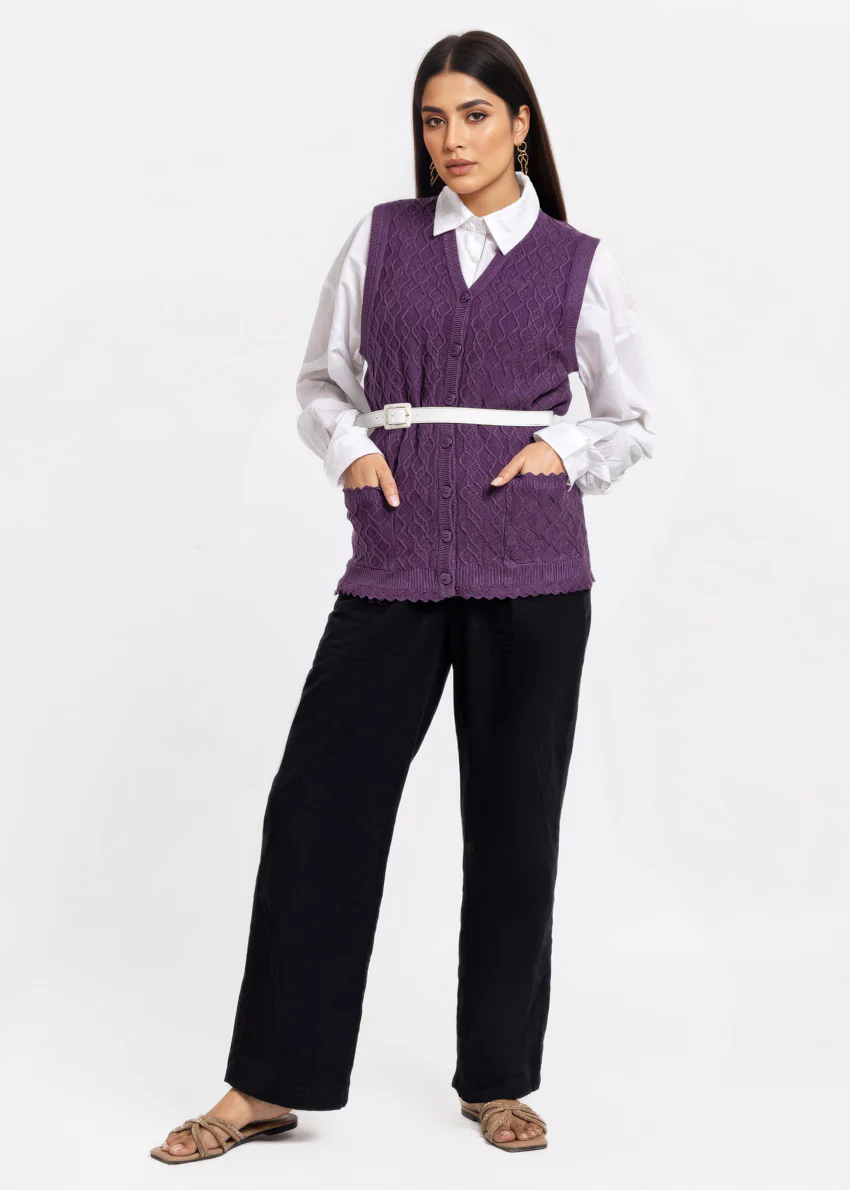 Purple-V-Cardigan Sando Sweater (25Y-232-67) - Image 4