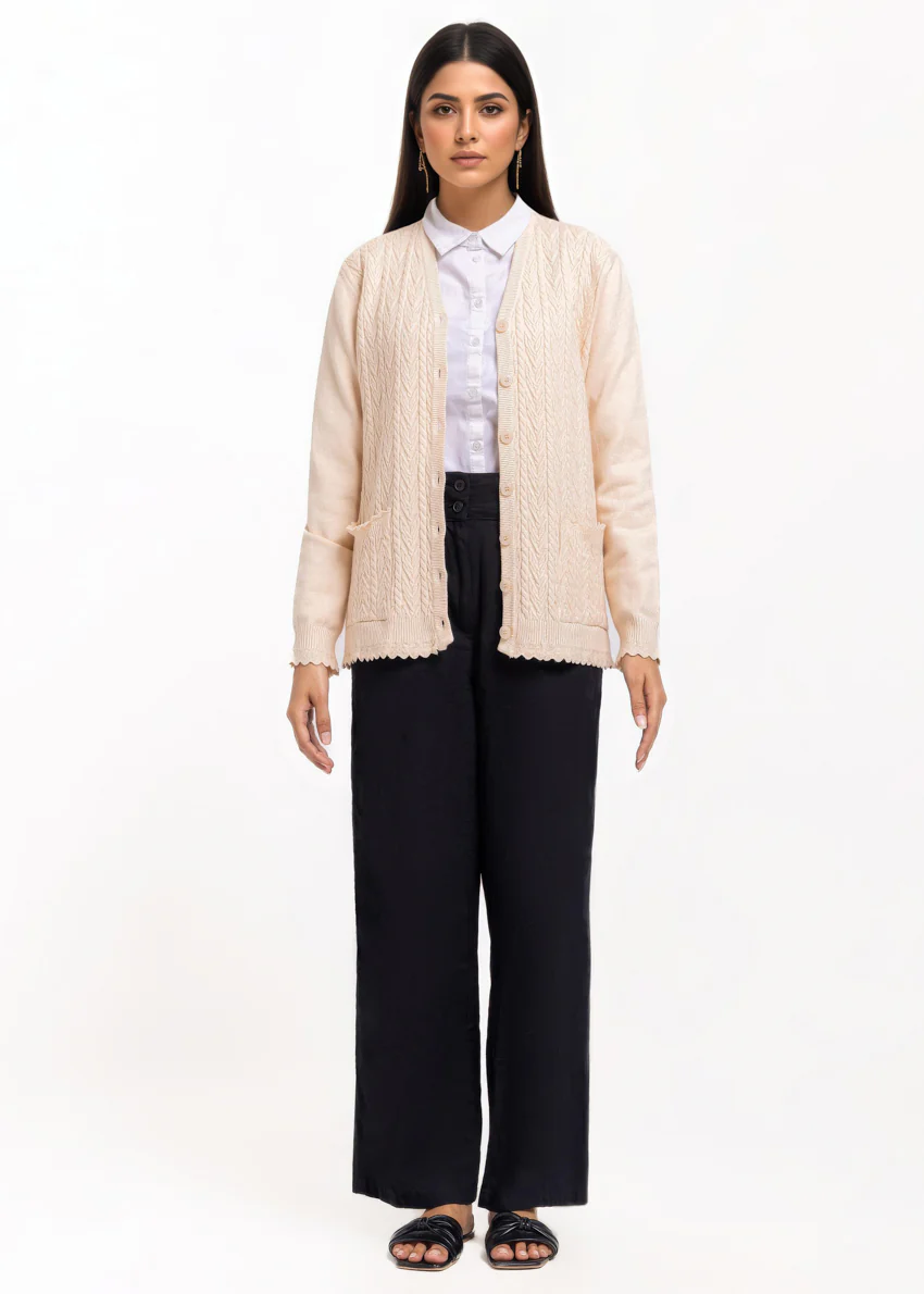 Beige-V-Cardigan Full Sleeves Sweater (25Y-233-67) - Image 4