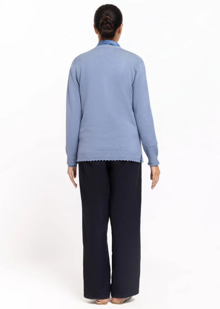Blue-V-Cardigan Full Sleeves Sweater (25Y-233-67) - Image 2