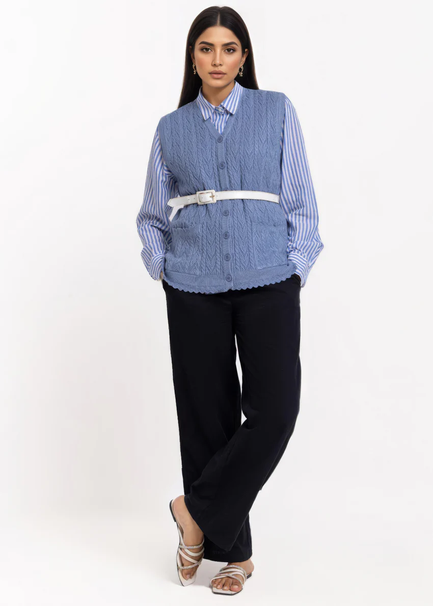 Blue-V-Cardigan Sando Sweater (25Y-234-67) - Image 3