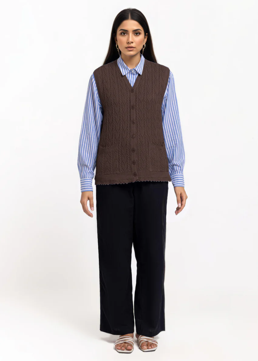D-Brown-V-Cardigan Sando Sweater (25Y-234-67) - Image 4