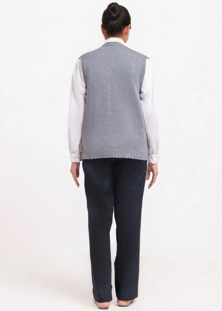 Charcoal-V-Cardigan Sando Sweater (25Y-238-67) - Image 2