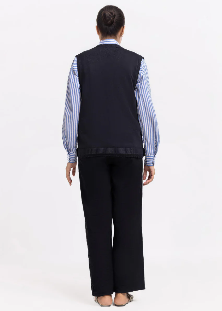 Black-V-Cardigan Sando Sweater (25Y-240-67) - Image 2
