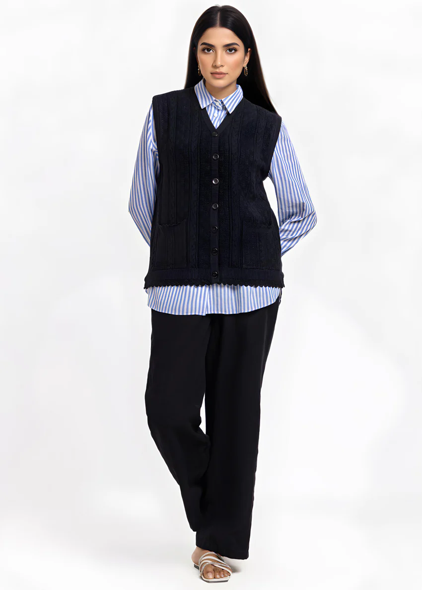 Black-V-Cardigan Sando Sweater (25Y-240-67) - Image 3