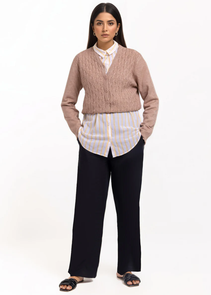 D-Beige-V-Cardigan Full Sleeves Sweater (25Y-241-67) - Image 3