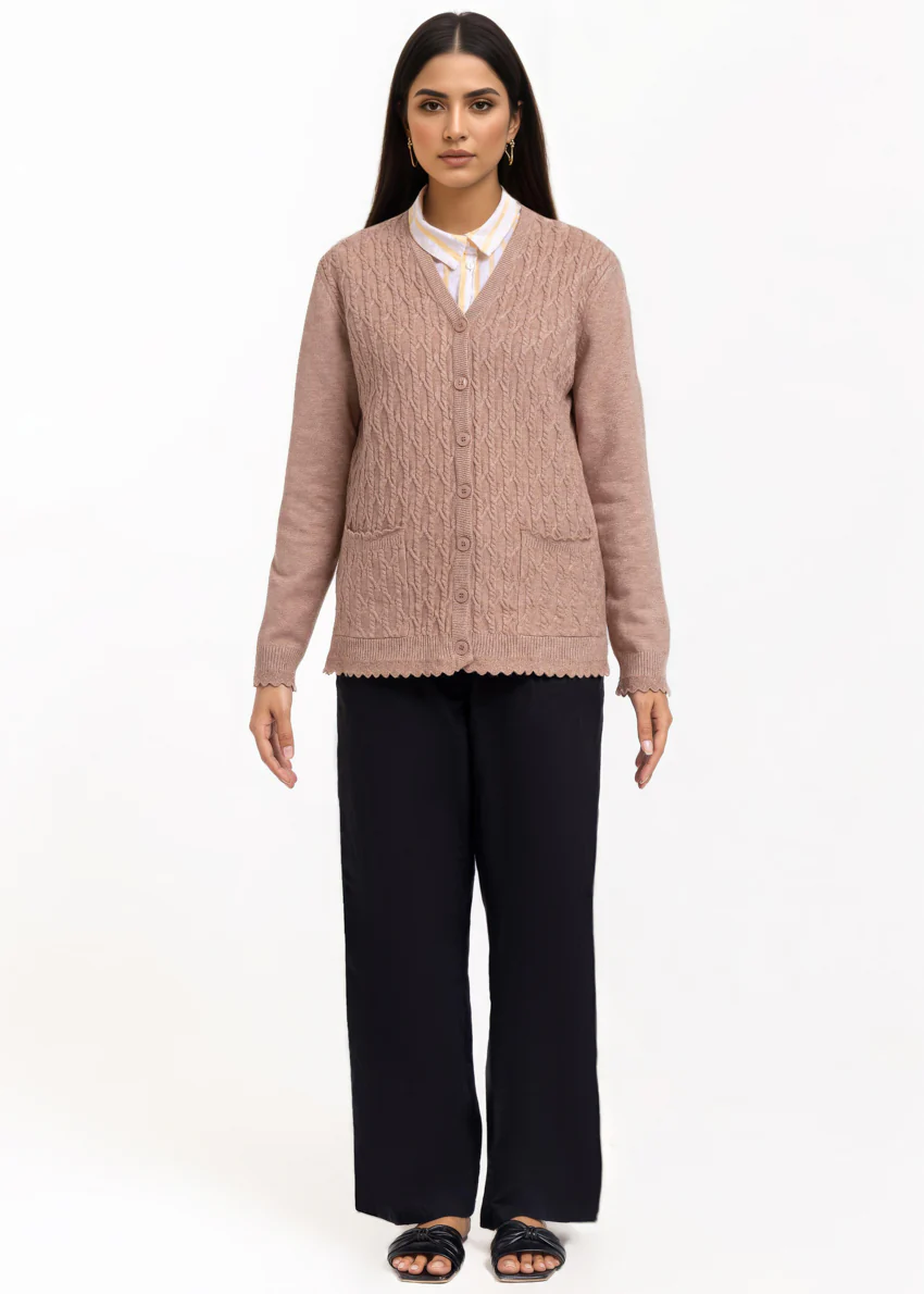 D-Beige-V-Cardigan Full Sleeves Sweater (25Y-241-67) - Image 4