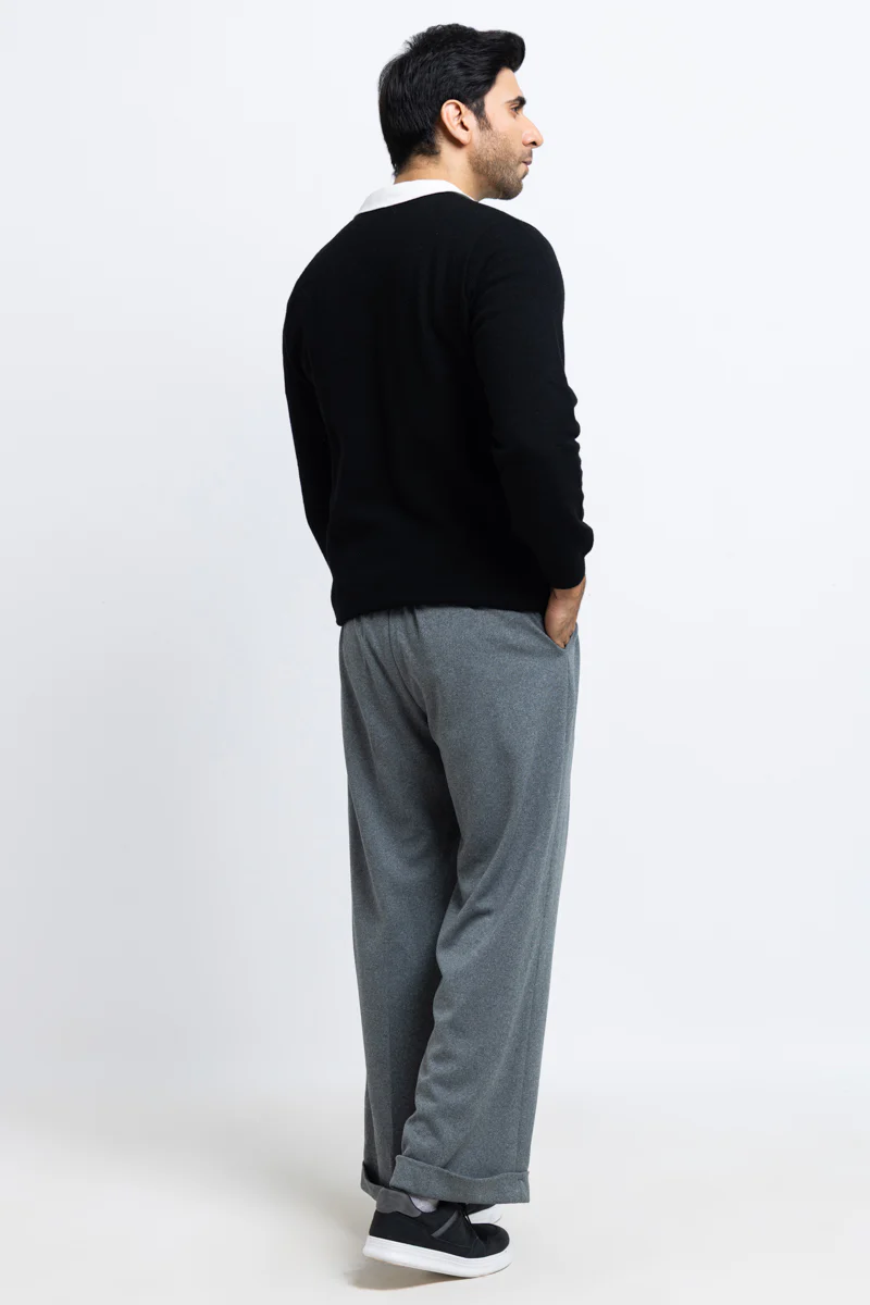 J-Black-V-Neck Full Sleeves Sweater (504-14) - Image 2