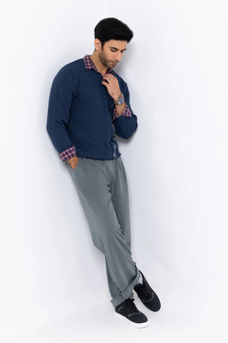 N-D-Blue-V-Neck Full Sleeves Sweater (504-14) - Image 4