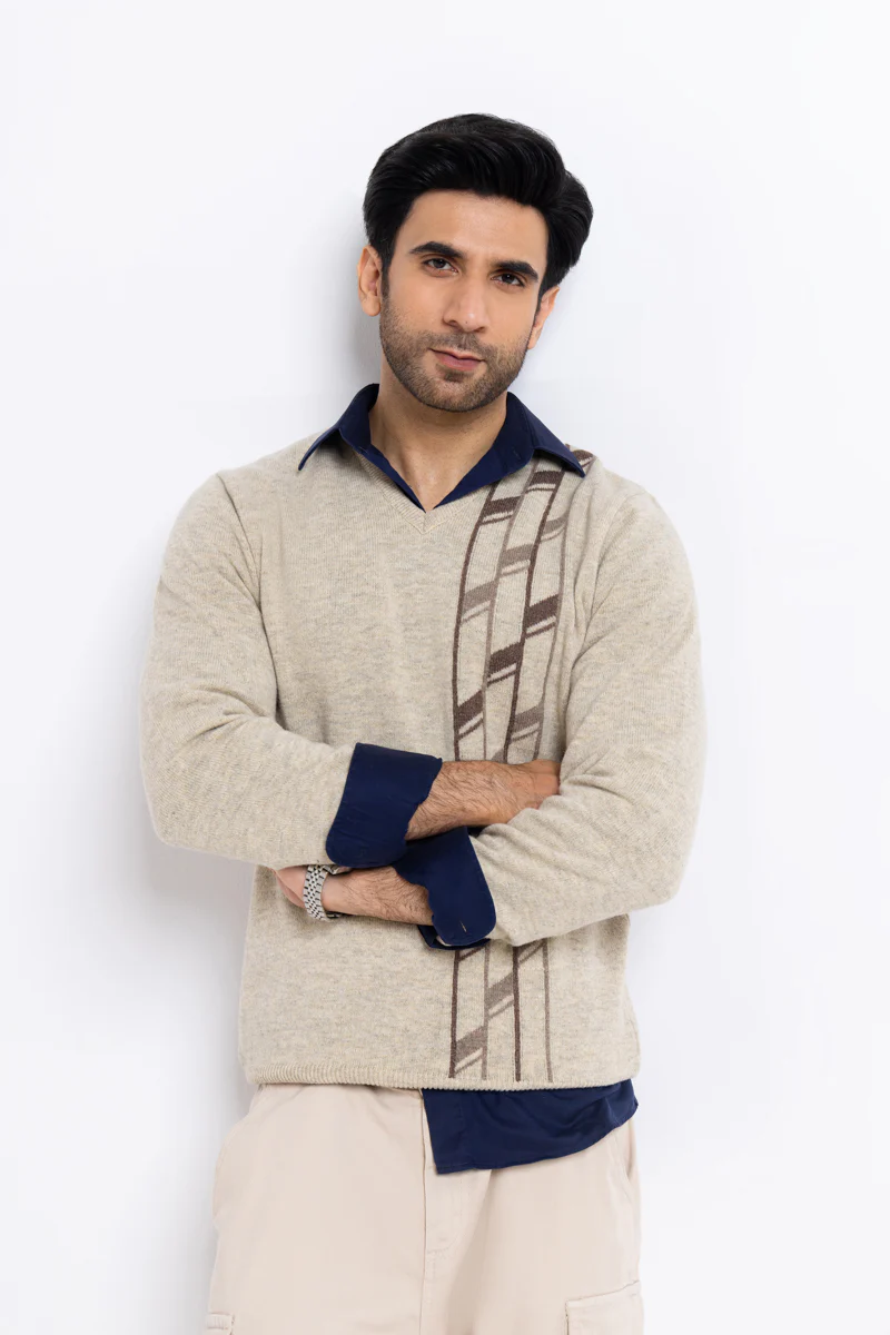 N-Stone-V-Neck Full Sleeves Sweater (504-14) - Image 4