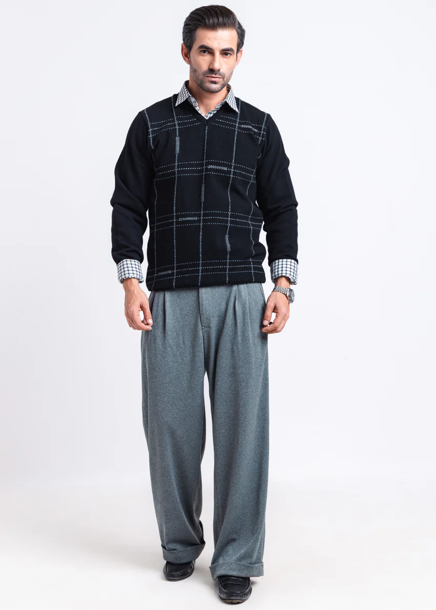 J-Black-V-Neck Full Sleeves Sweater (506-14) - Image 3