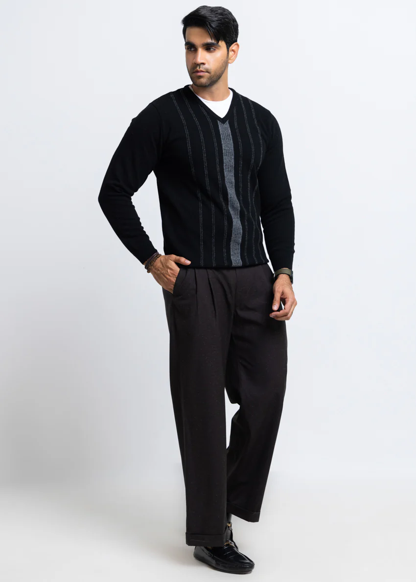 J-Black-V-Neck Full Sleeves Sweater (507-14) - Image 4