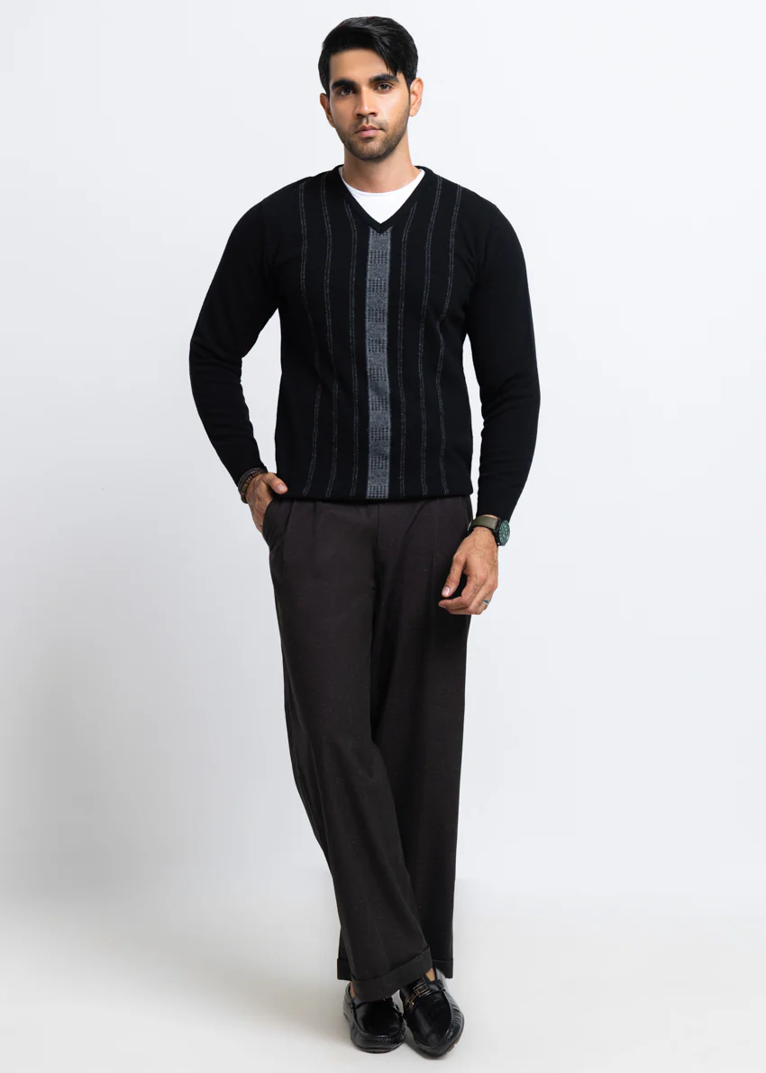 J-Black-V-Neck Full Sleeves Sweater (507-14) - Image 5