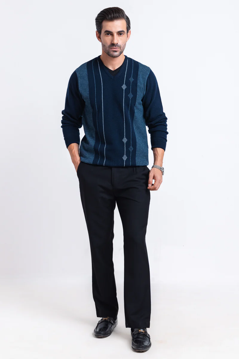 Dn-Blue-V-Neck Full Sleeves Sweater (508-14) - Image 5