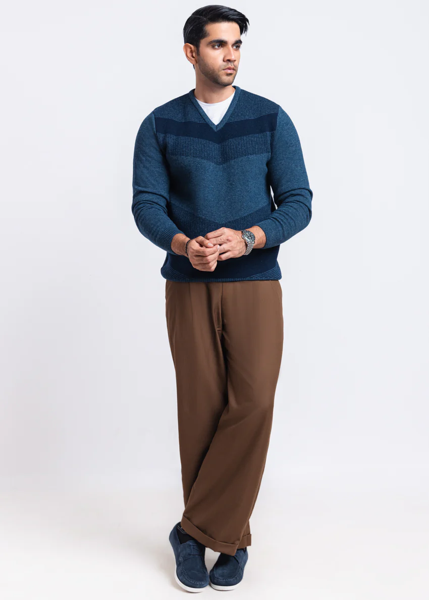N-D-Blue-V-Neck Full Sleeves Sweater (510-14) - Image 3