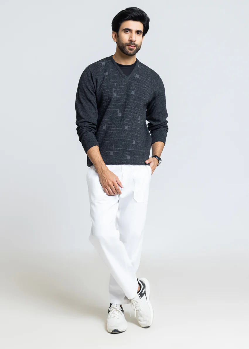 D-Black-V-Neck Full Sleeves Sweater (511-14) - Image 3