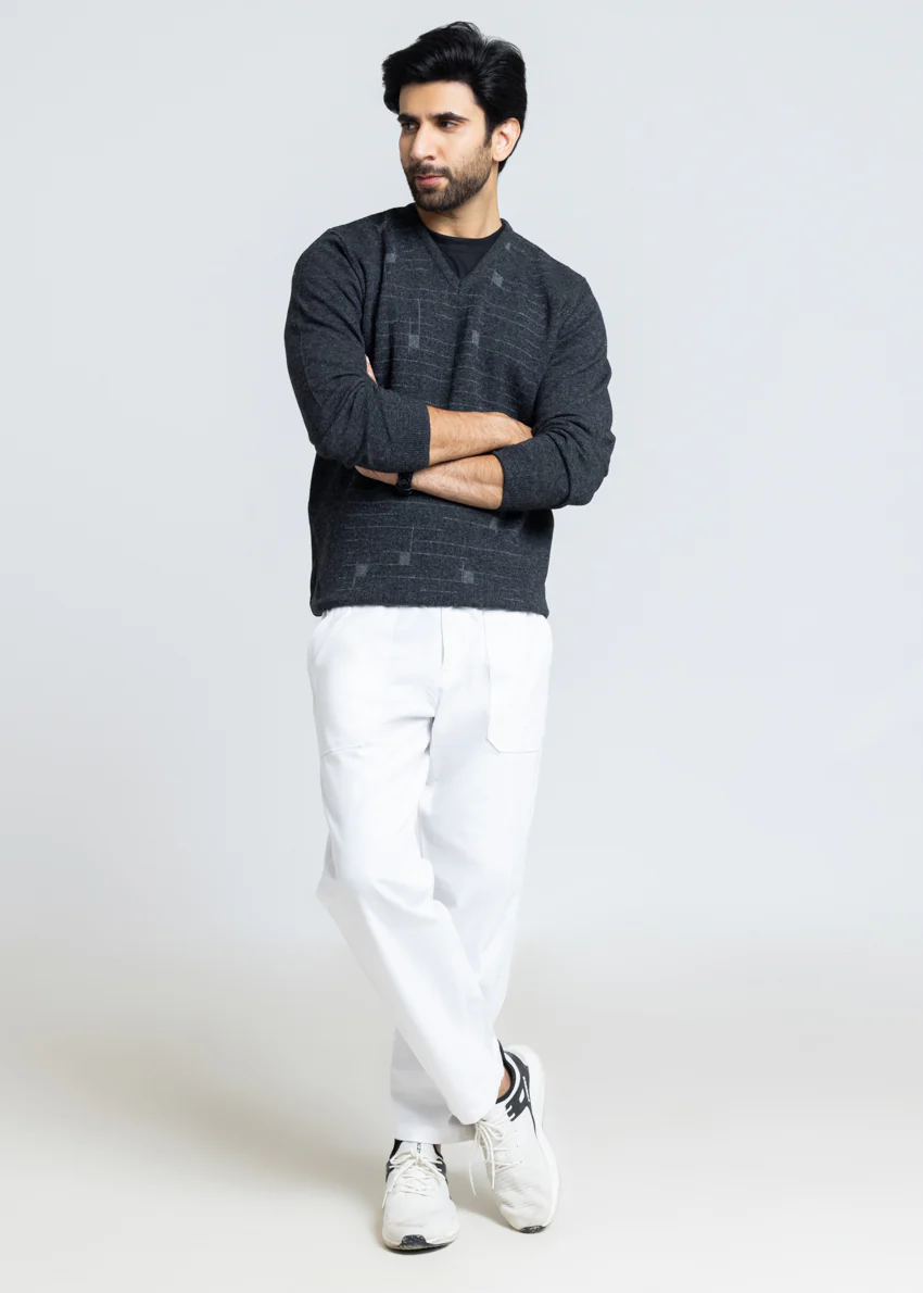 D-Black-V-Neck Full Sleeves Sweater (511-14) - Image 5